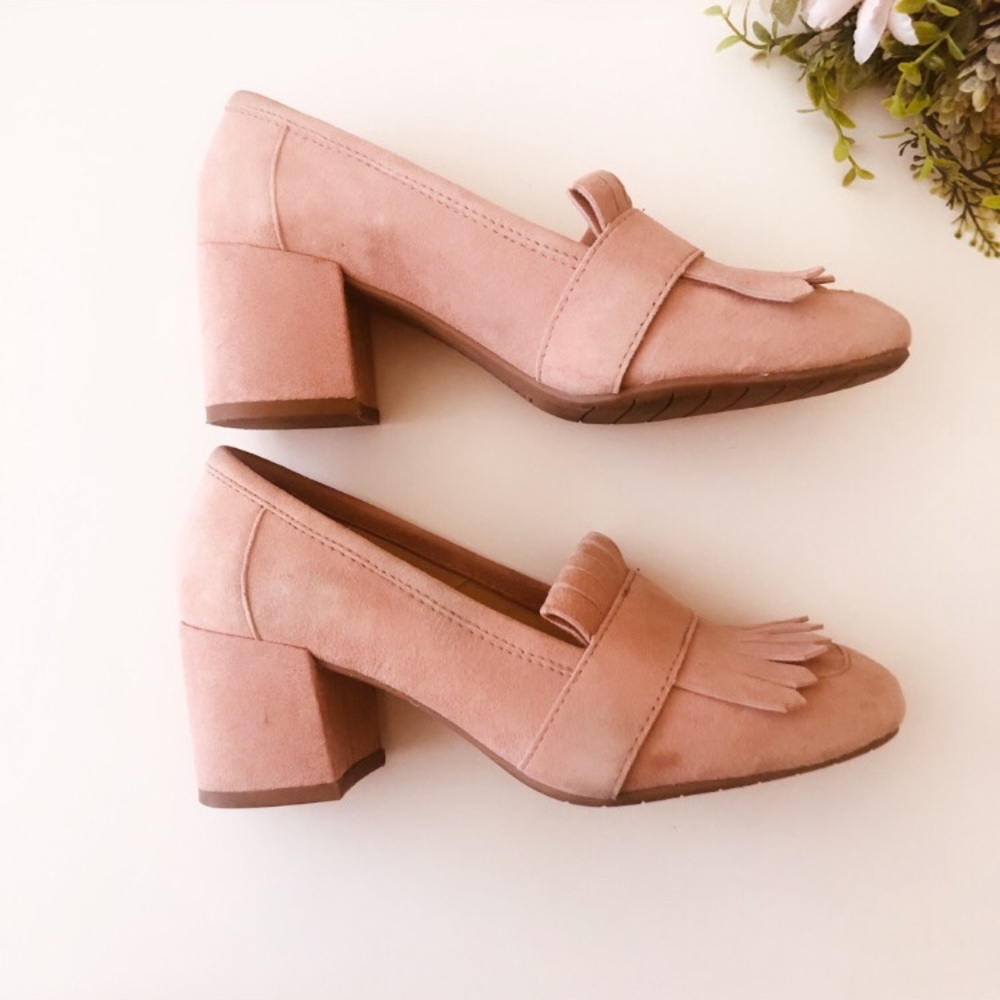 Kenneth Cole Block Heel Fringe Loafers - Picture 5 of 11